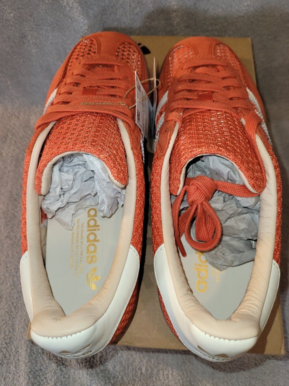 Adidas Gazelle Orange Off White Tan Gum Men's Size 9.5 Sneakers JS0713 (#2832) - Picture 6 of 16